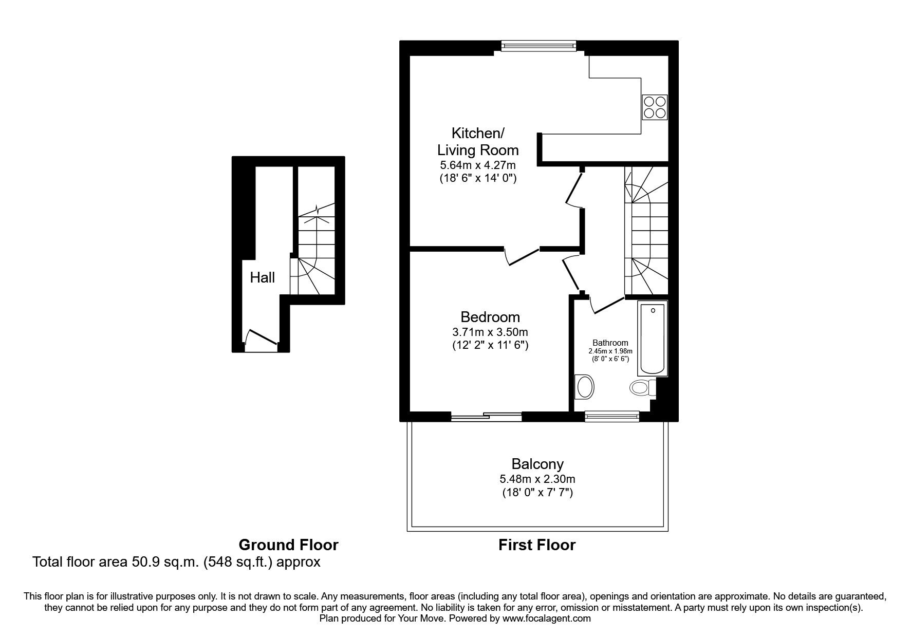 Floorplan of 1 bedroom  Flat to rent, Ewell Road, Surbiton, KT6