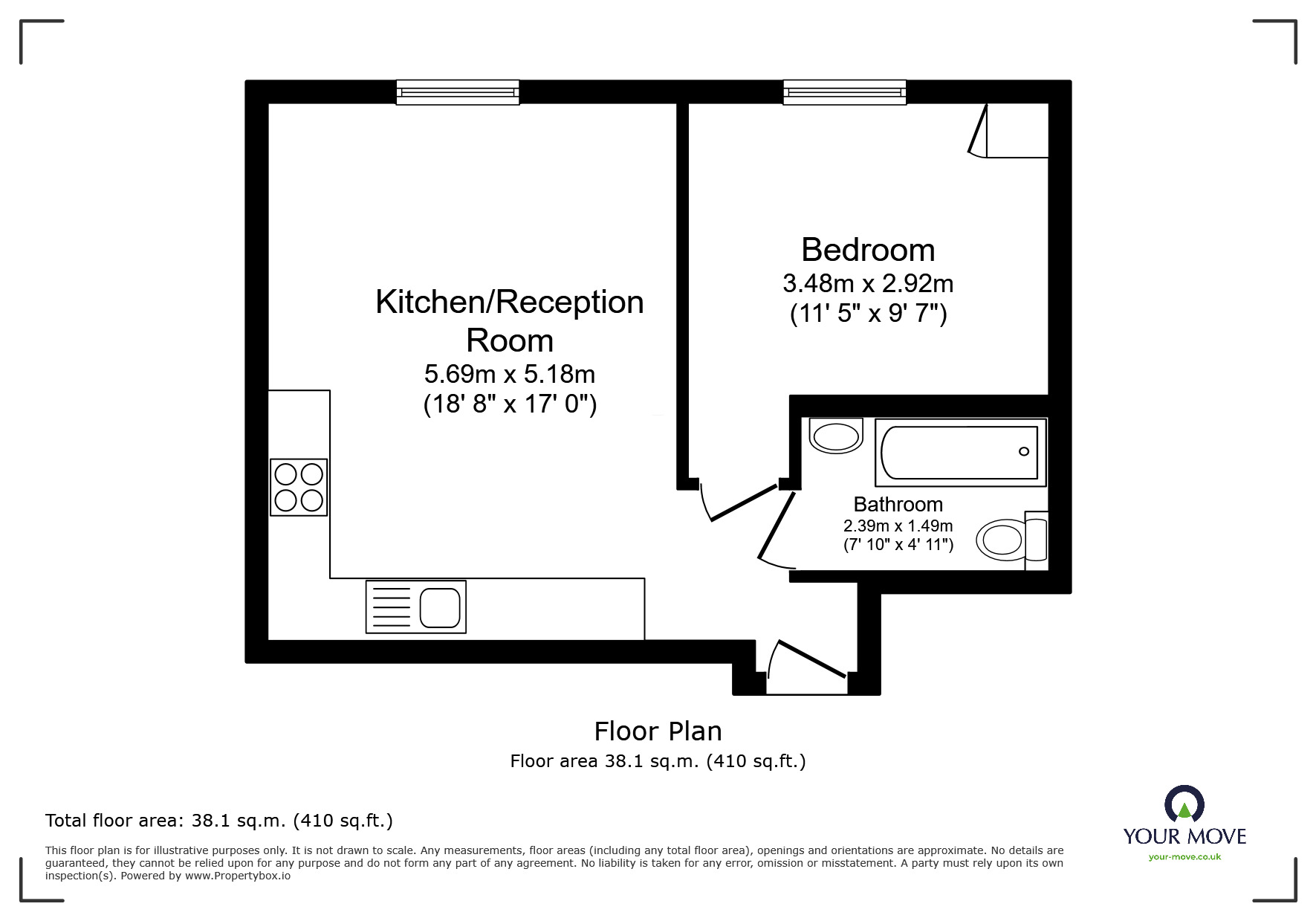 Floorplan of 1 bedroom  Flat for sale, St. Philip's Road, Surbiton, KT6
