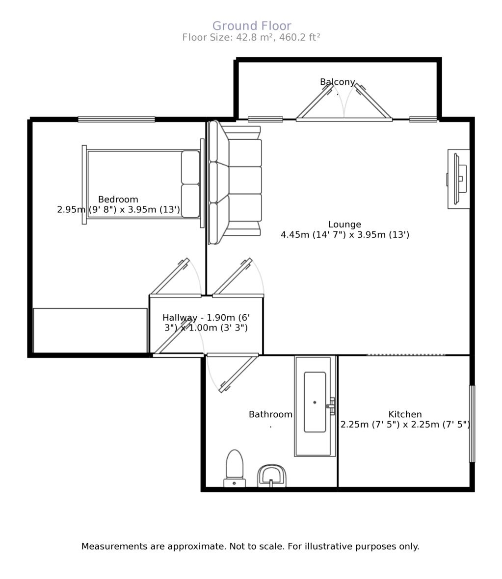 Floorplan of 1 bedroom  Flat for sale, 4 Claremont Gardens, Surbiton, KT6