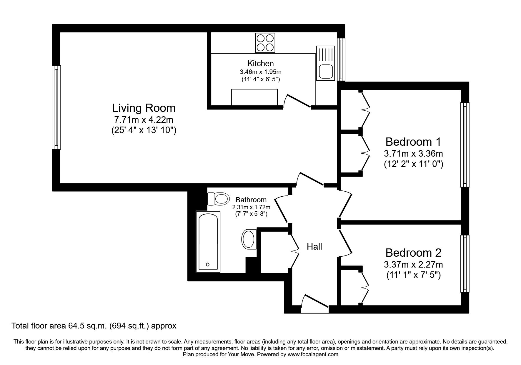 Floorplan of 2 bedroom  Flat for sale, 18 The Avenue, Surbiton, KT5