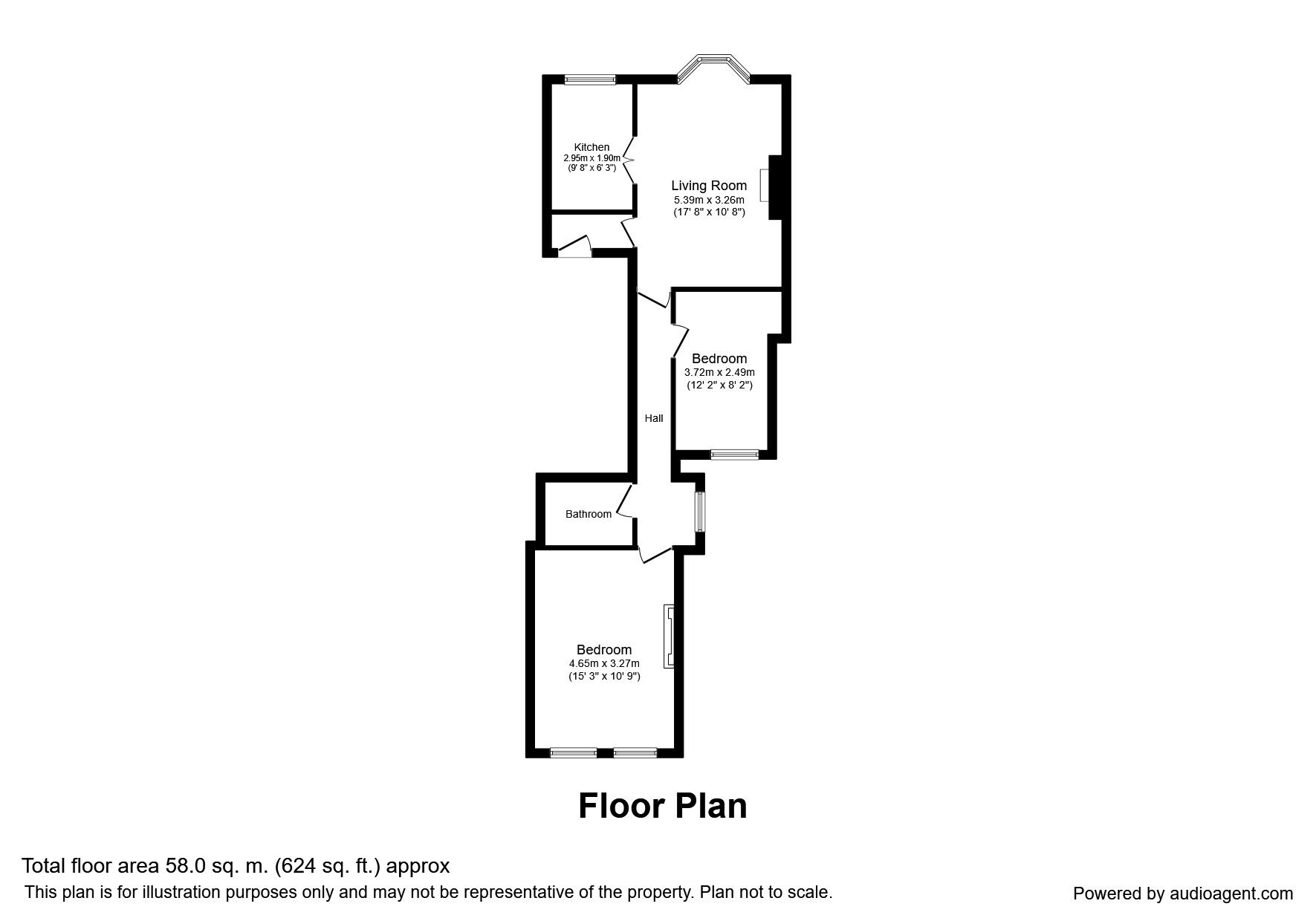 Floorplan of 2 bedroom  Flat for sale, Guilford Avenue, Surbiton, Surrey, KT5