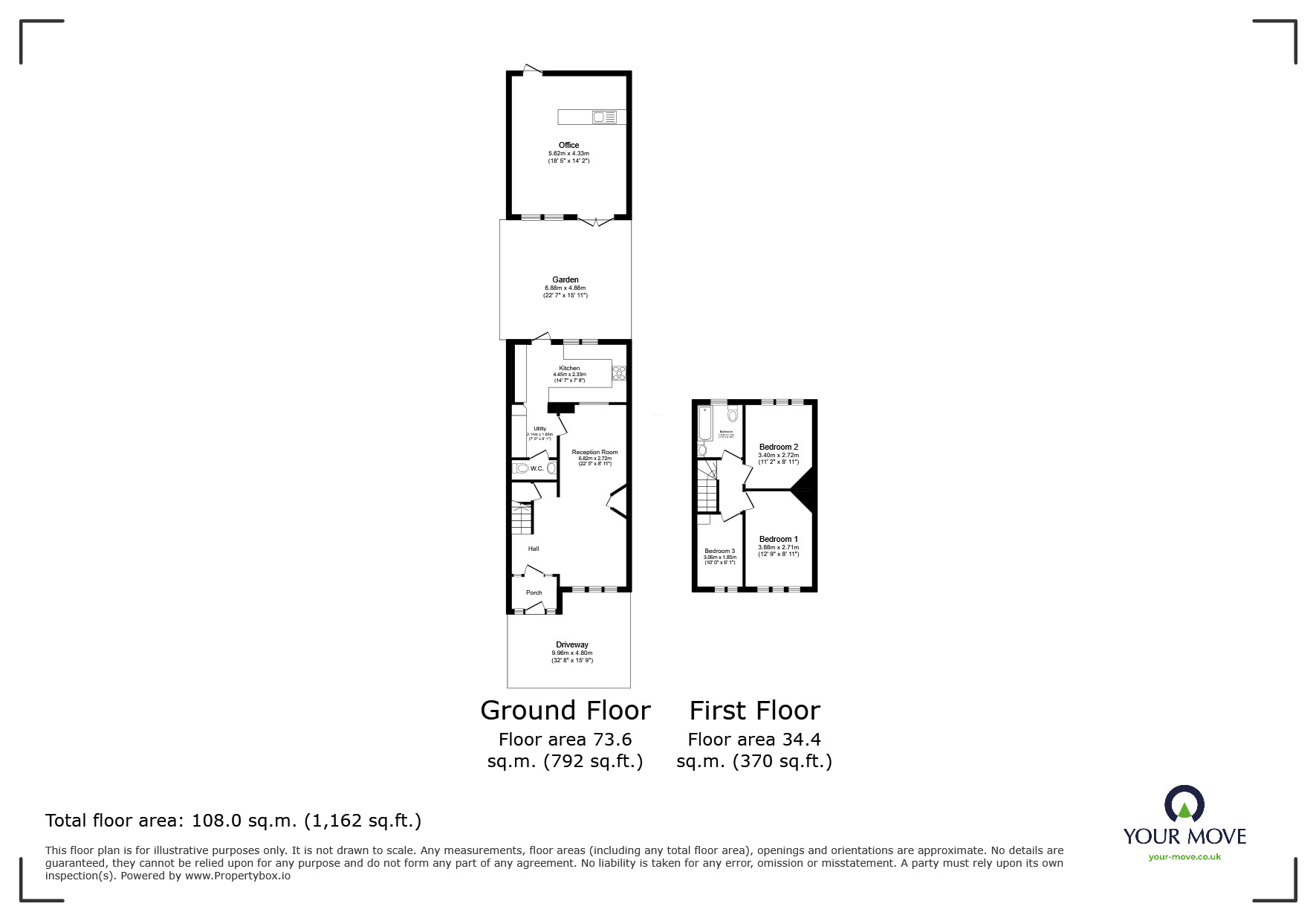Floorplan of 3 bedroom Mid Terrace House for sale, Knollmead, Surbiton, KT5