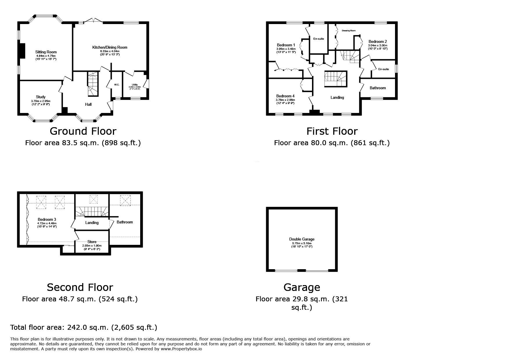 Floorplan of 4 bedroom Detached House for sale, Hendon Grove, Epsom, Surrey, KT19