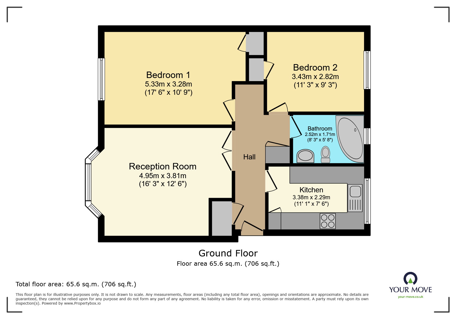 Floorplan of 2 bedroom Flat for sale, Oldfield Court, Cranes Park Crescent, Kingston Upon Thames,, KT5
