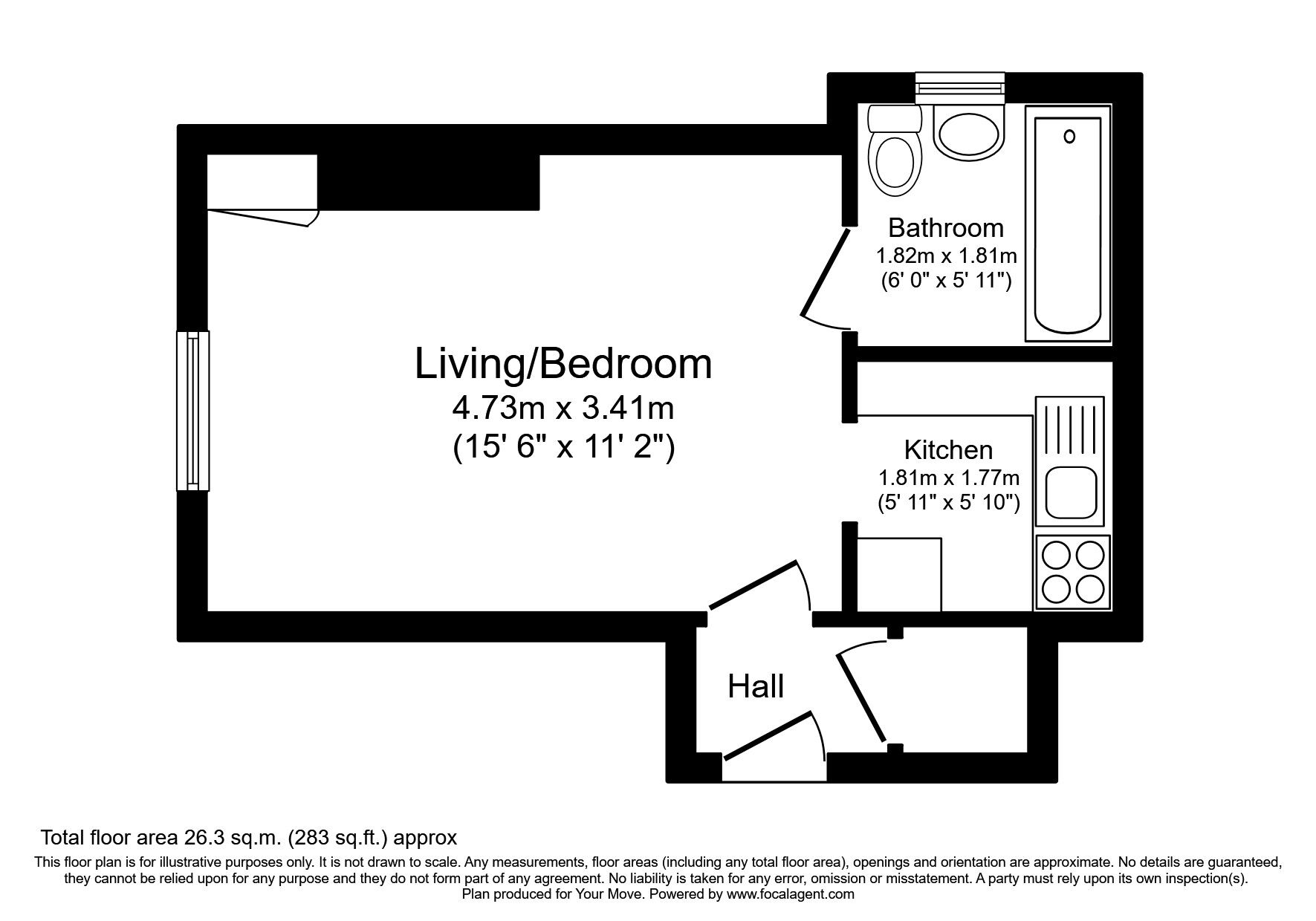 Floorplan of 1 bedroom Flat for sale, Hook Road, Surbiton, KT6