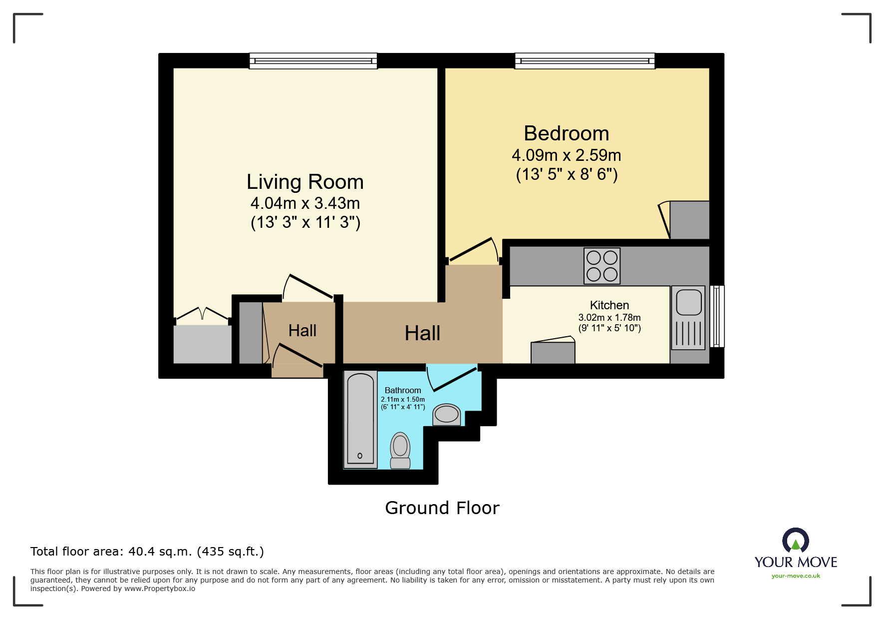 Floorplan of 1 bedroom Flat for sale, Manor Court, Manor Drive, Surbiton, KT5