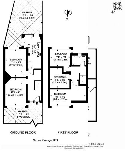 Floorplan of 3 bedroom Mid Terrace House for sale, Oaklea Passage, Kingston, KT1