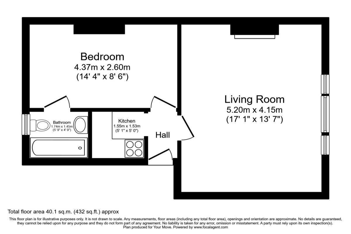 Floorplan of 1 bedroom Flat for sale, Claremont Road, Surbiton, KT6