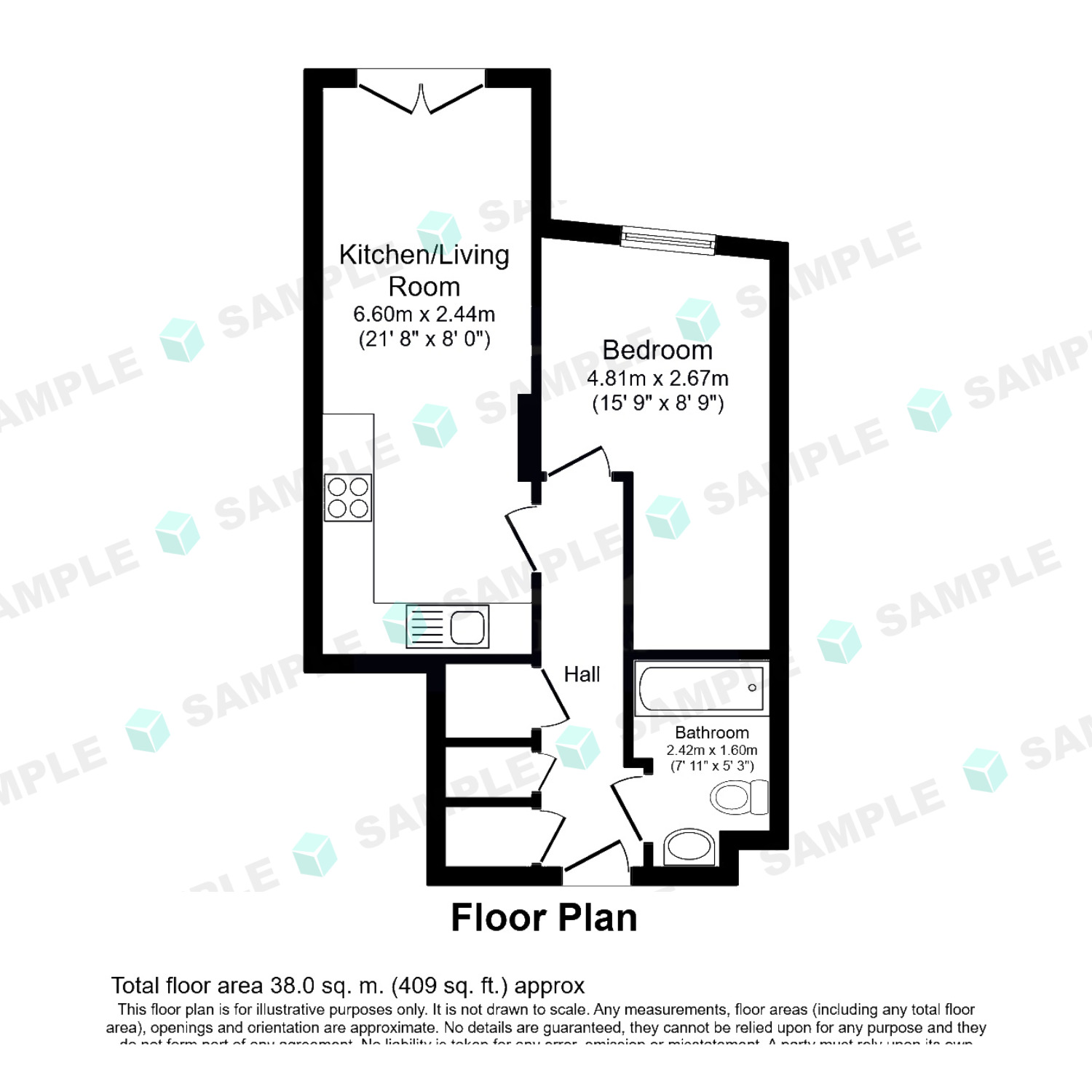 Floorplan of 1 bedroom Flat for sale, Red Lion Road, Surbiton, Surrey, KT6