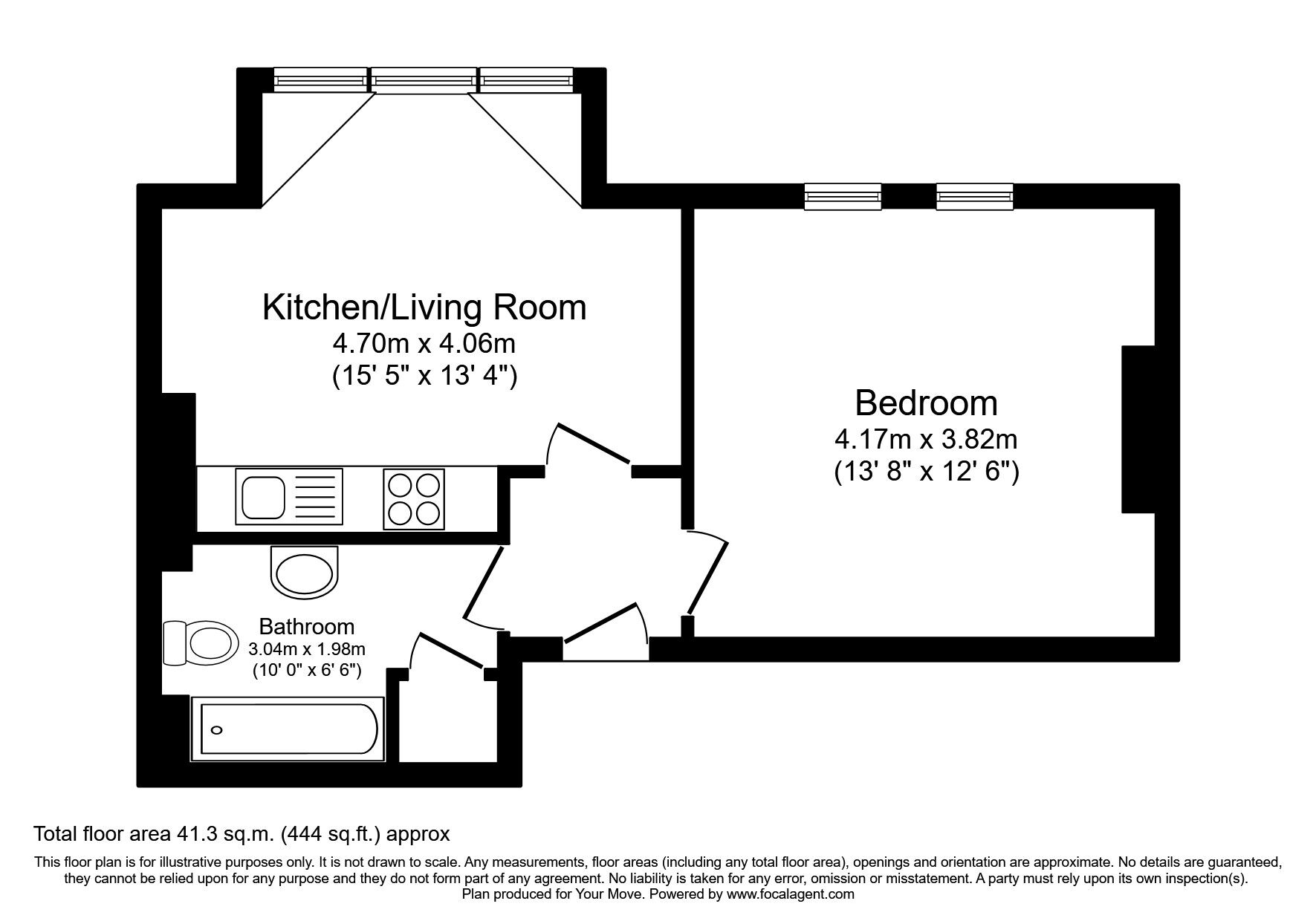 Floorplan of 1 bedroom Flat for sale, Claremont Gardens, Surbiton, Surrey, KT6