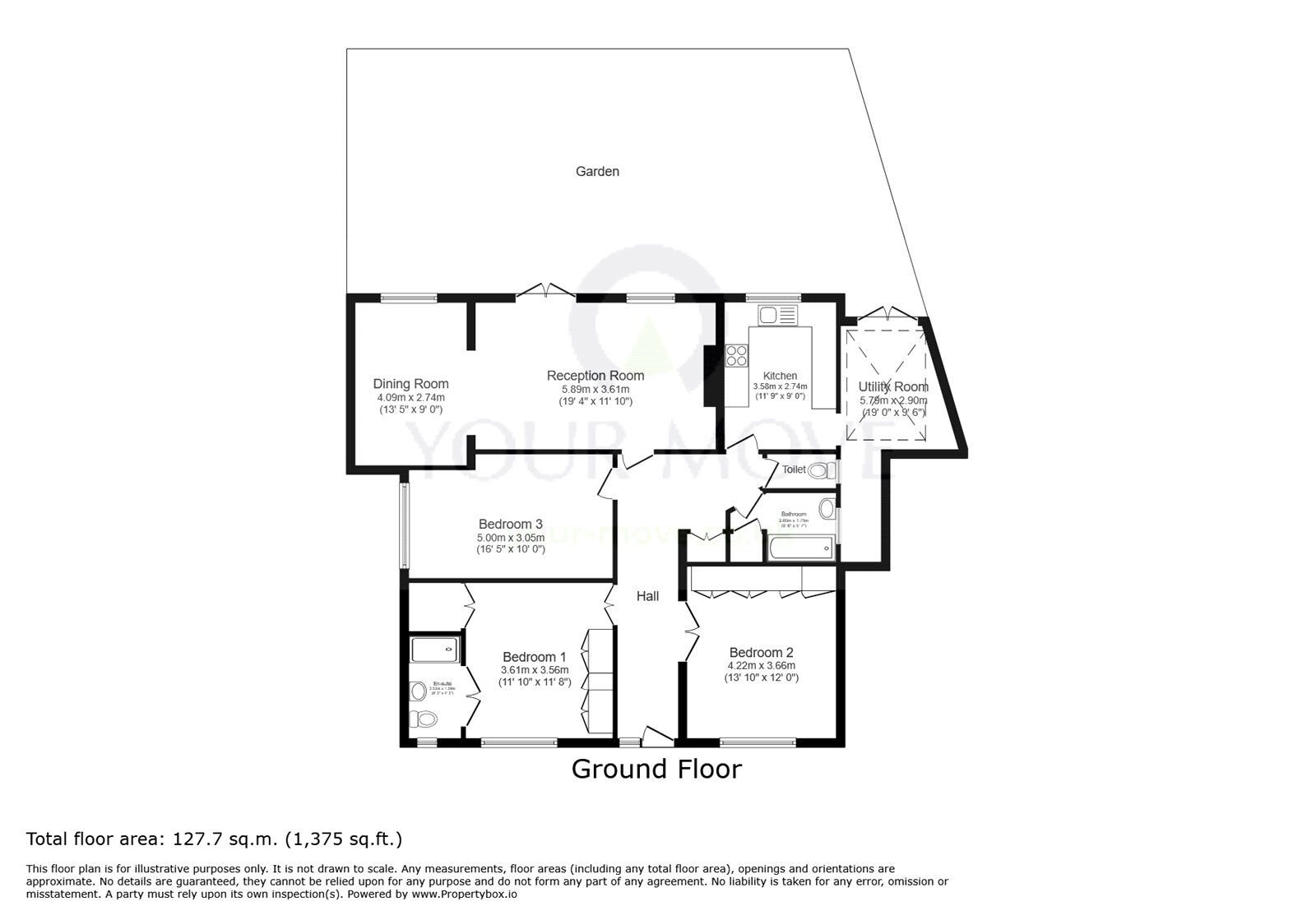 Floorplan of 3 bedroom Detached Bungalow to rent, York Road, Cheam, Sutton, SM2