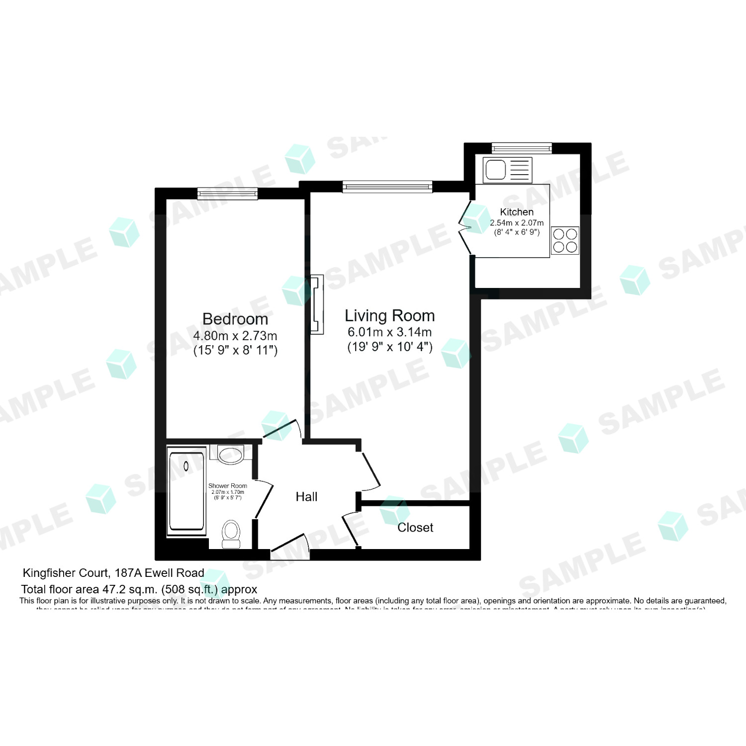 Floorplan of 1 bedroom Flat for sale, Ewell Road, Surbiton, KT6