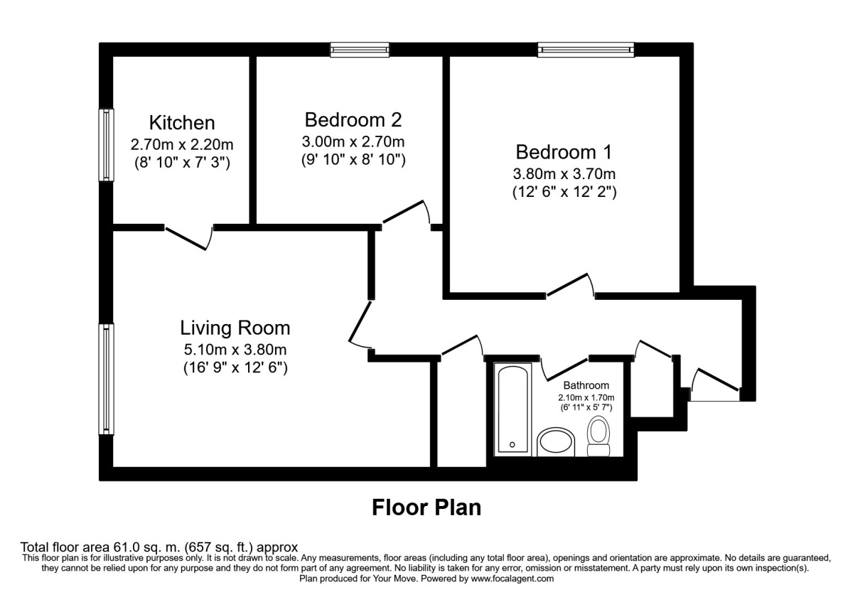Floorplan of 2 bedroom  Flat to rent, Eaton Road, Sutton, Surrey, SM2