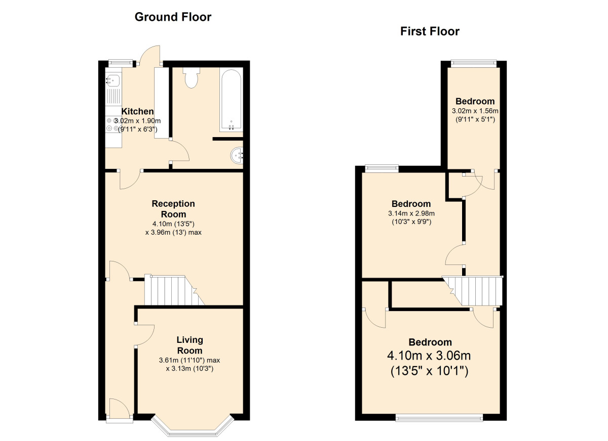 Floorplan of 3 bedroom Mid Terrace House to rent, Warwick Road, Sutton, Surrey, SM1