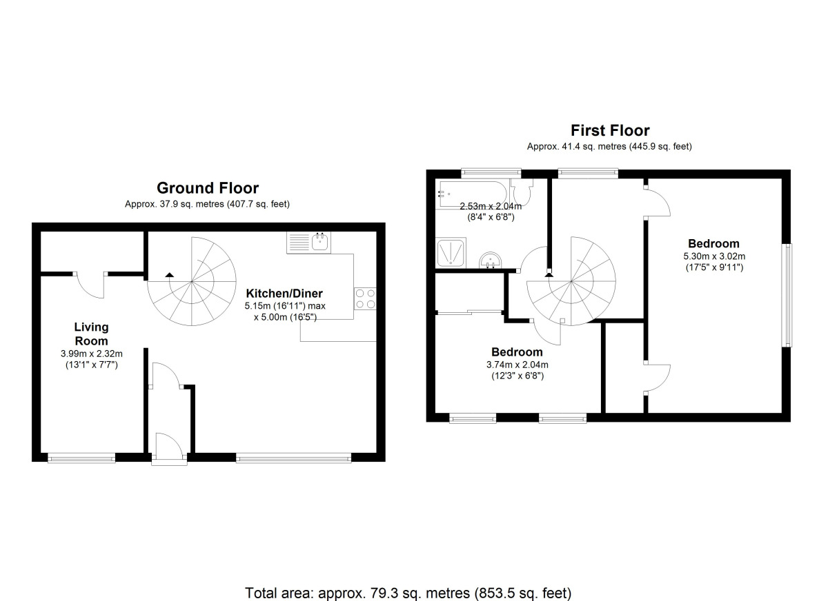 Floorplan of 2 bedroom Semi Detached House to rent, Cadogan Court, Sutton, Surrey, SM2
