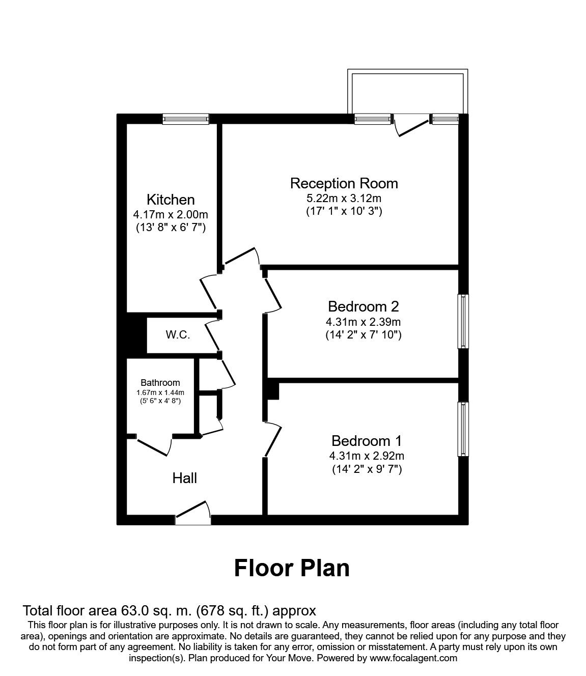 Floorplan of 2 bedroom Flat to rent, Basinghall Gardens, Sutton, Surrey, SM2