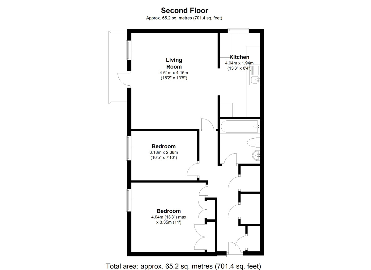 Floorplan of 2 bedroom Flat to rent, Ventnor Road, Sutton, Surrey, SM2