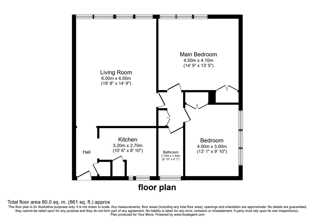 Floorplan of 2 bedroom  Flat to rent, Christchurch Park, Sutton, Surrey, SM2