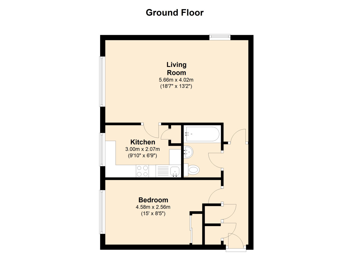 Floorplan of 1 bedroom  Flat to rent, Cedar Road, Sutton, Surrey, SM2