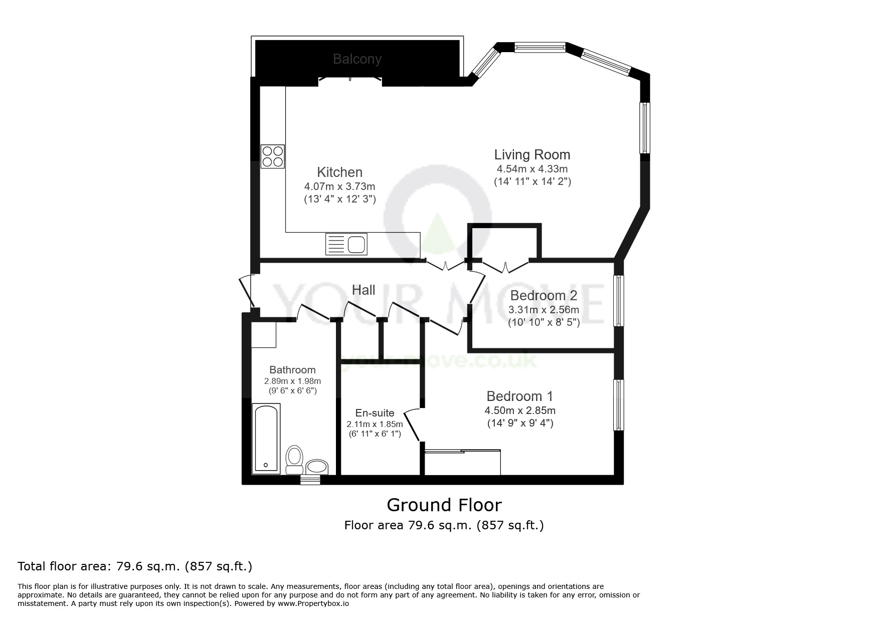 Floorplan of 2 bedroom  Flat to rent, Worcester Road, Sutton, Surrey, SM2