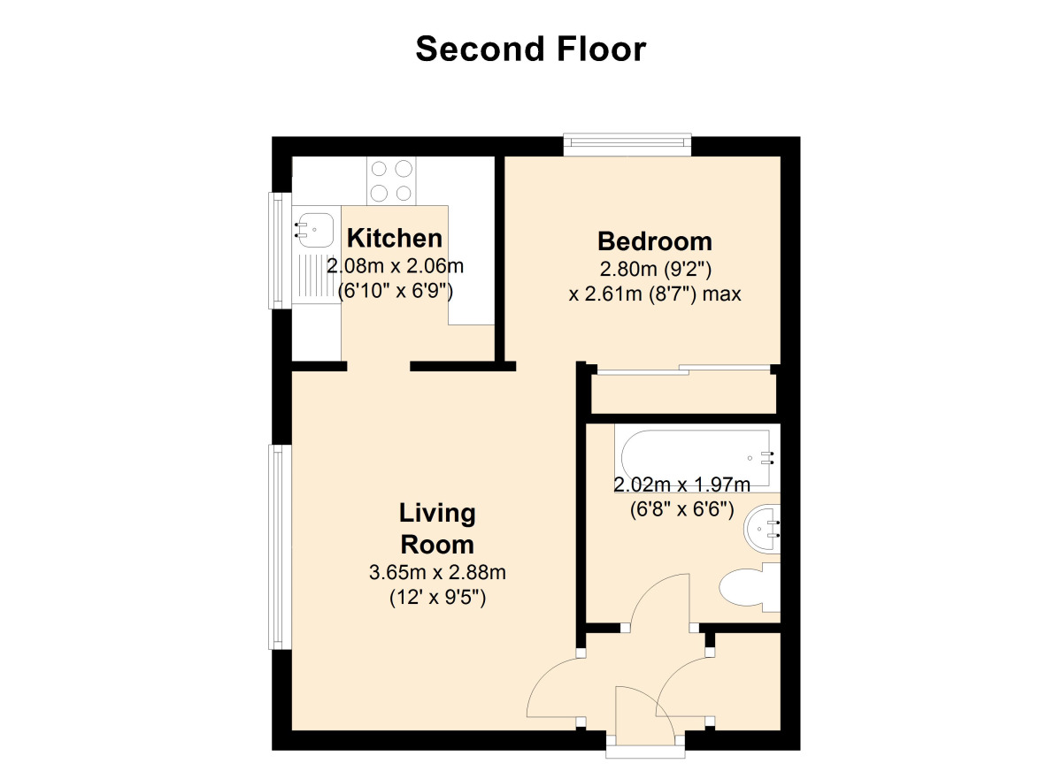 Floorplan of 1 bedroom Flat to rent, Chipstead Close, Sutton, Surrey, SM2