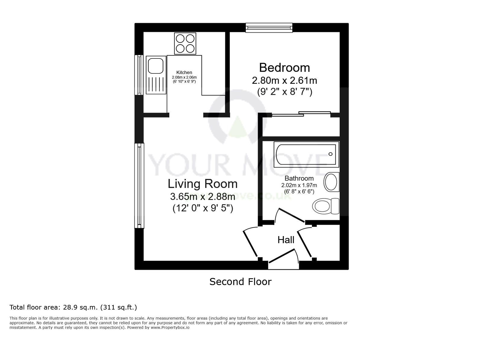 Floorplan of 1 bedroom Flat to rent, Chipstead Close, Sutton, Surrey, SM2