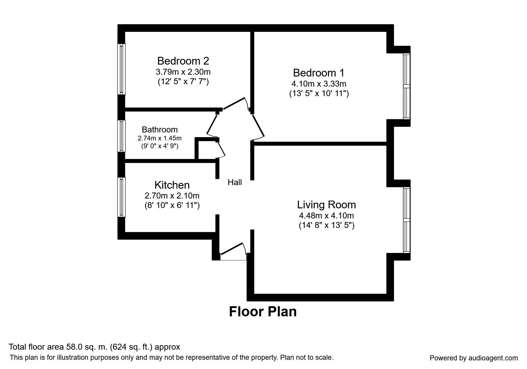 Floorplan of 2 bedroom  Flat to rent, Mansard Manor Christchurch Park, Sutton, Surrey, SM2