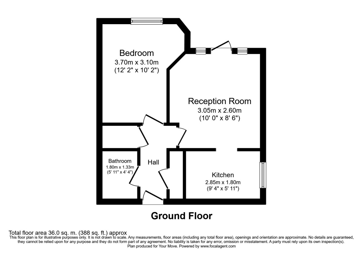 Floorplan of 1 bedroom  Flat to rent, Cedar Road, Sutton, Surrey, SM2