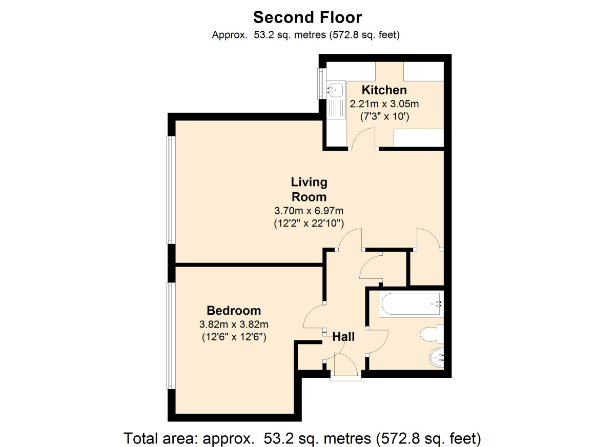 Floorplan of 1 bedroom  Flat to rent, Chanctonbury Gardens, Sutton, Surrey, SM2