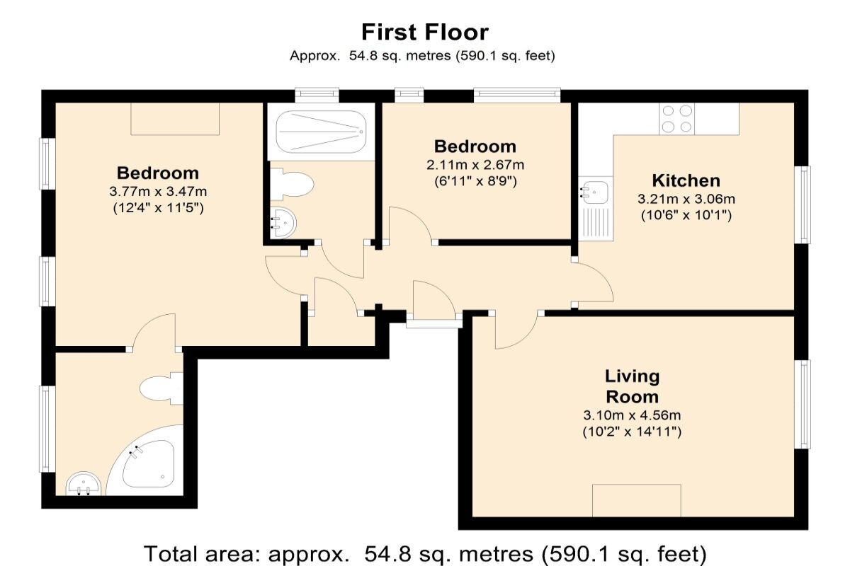 Floorplan of 2 bedroom  Flat to rent, Mulgrave Road, Belmont, Surrey, SM2
