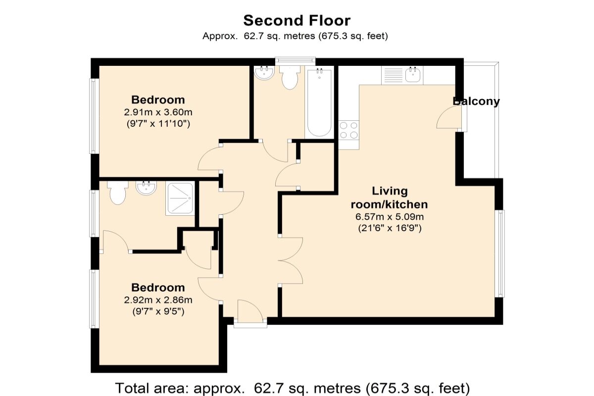 Floorplan of 2 bedroom  Flat to rent, Worcester Road, Sutton, Surrey, SM2