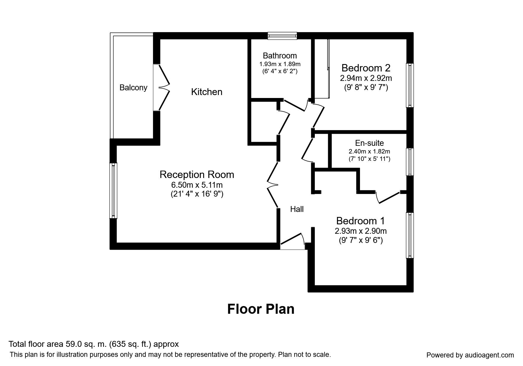 Floorplan of 2 bedroom  Flat to rent, Worcester Road, Sutton, Surrey, SM2