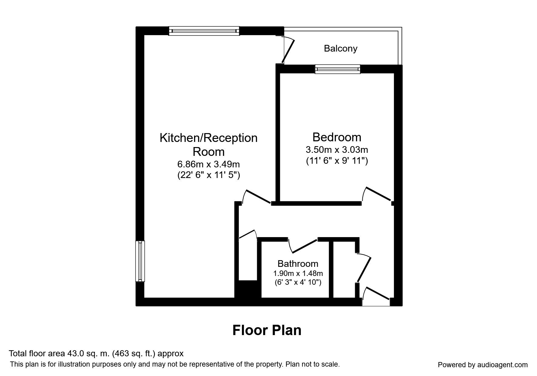 Floorplan of 1 bedroom Flat to rent, Albion Road, Sutton, Surrey, SM2