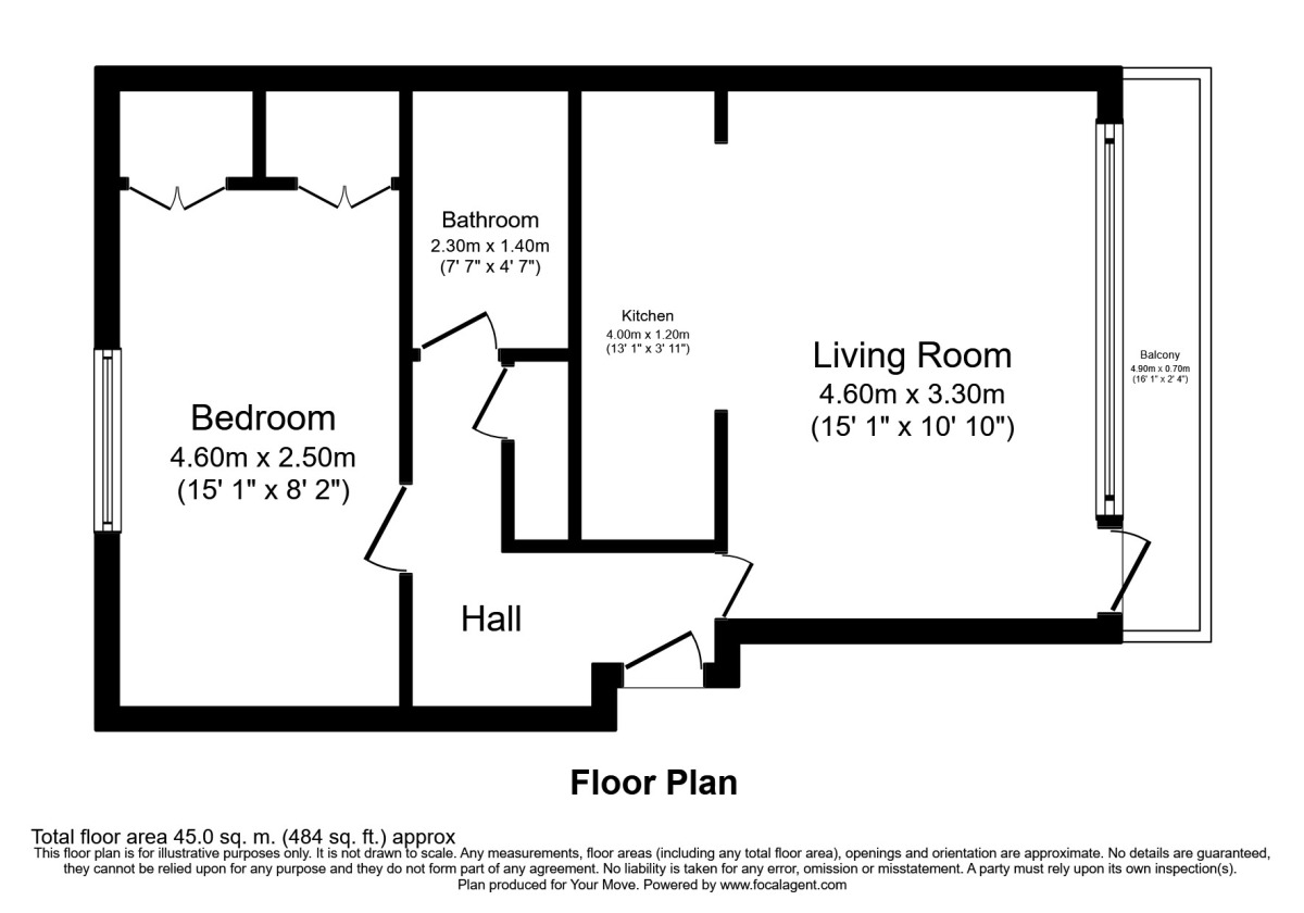 Floorplan of 1 bedroom Flat to rent, Grange Road, Sutton, Surrey, SM2