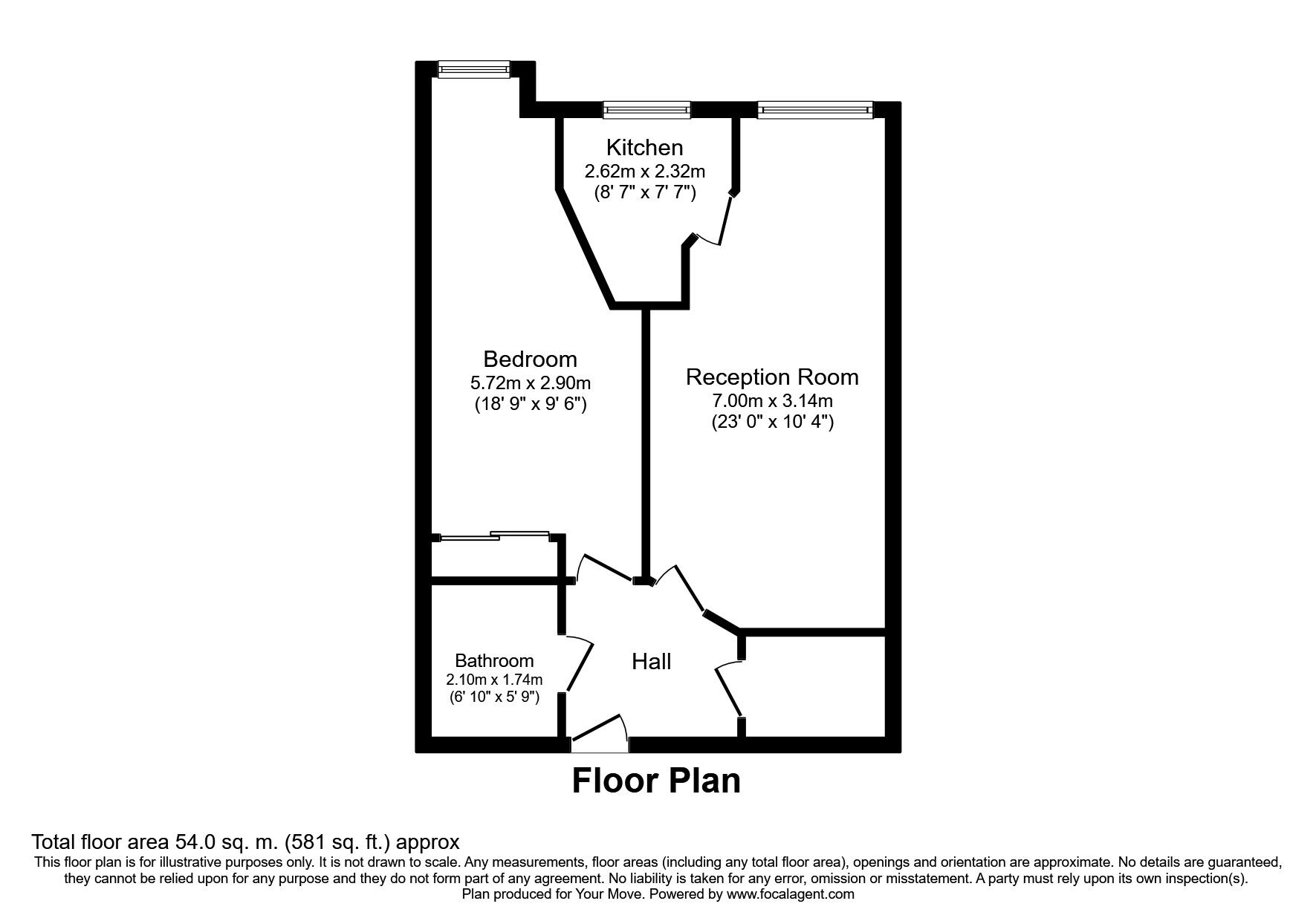 Floorplan of 1 bedroom  Flat to rent, Cavendish Road, Sutton, Surrey, SM2