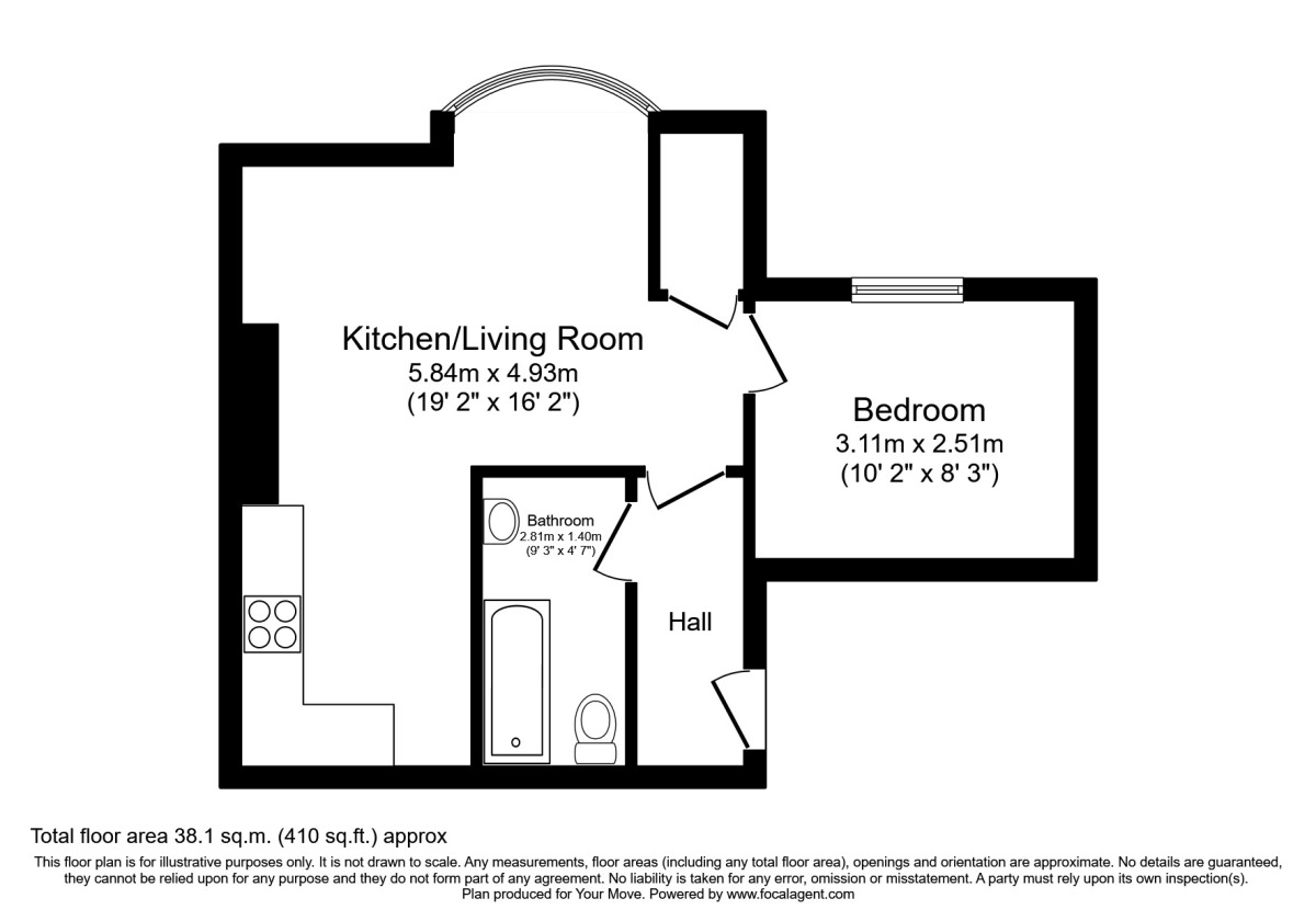 Floorplan of 1 bedroom Flat to rent, Egmont Road, Sutton, Surrey, SM2