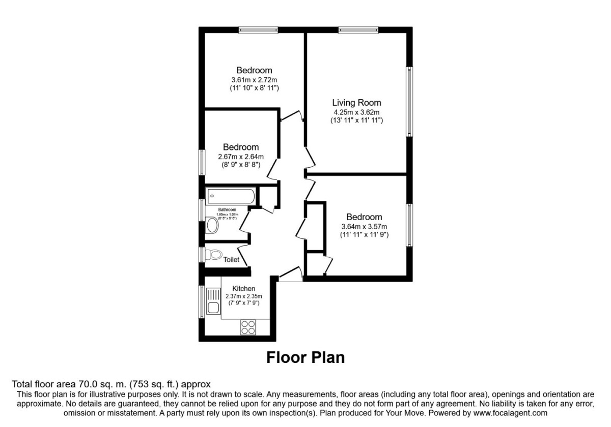 Floorplan of 3 bedroom Flat to rent, Robin Hood Lane, Sutton, Surrey, SM1