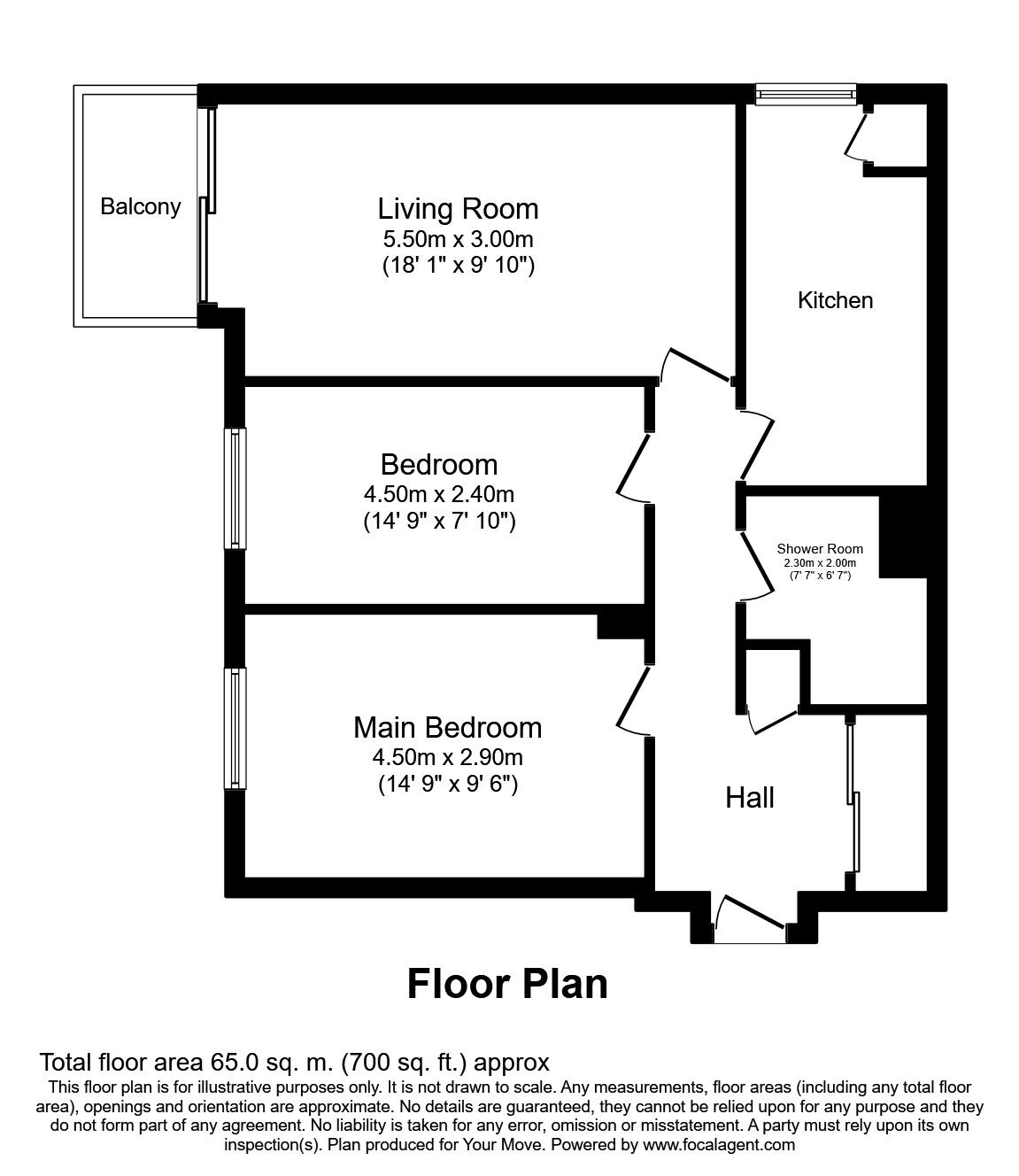 Floorplan of 2 bedroom Flat to rent, Basinghall Gardens, Sutton, Surrey, SM2