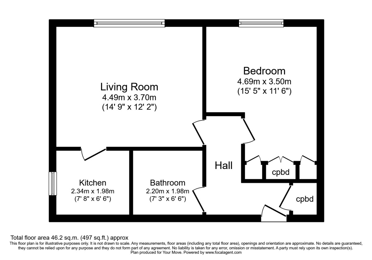 Floorplan of 1 bedroom Flat to rent, Overton Road, Sutton, Surrey, SM2