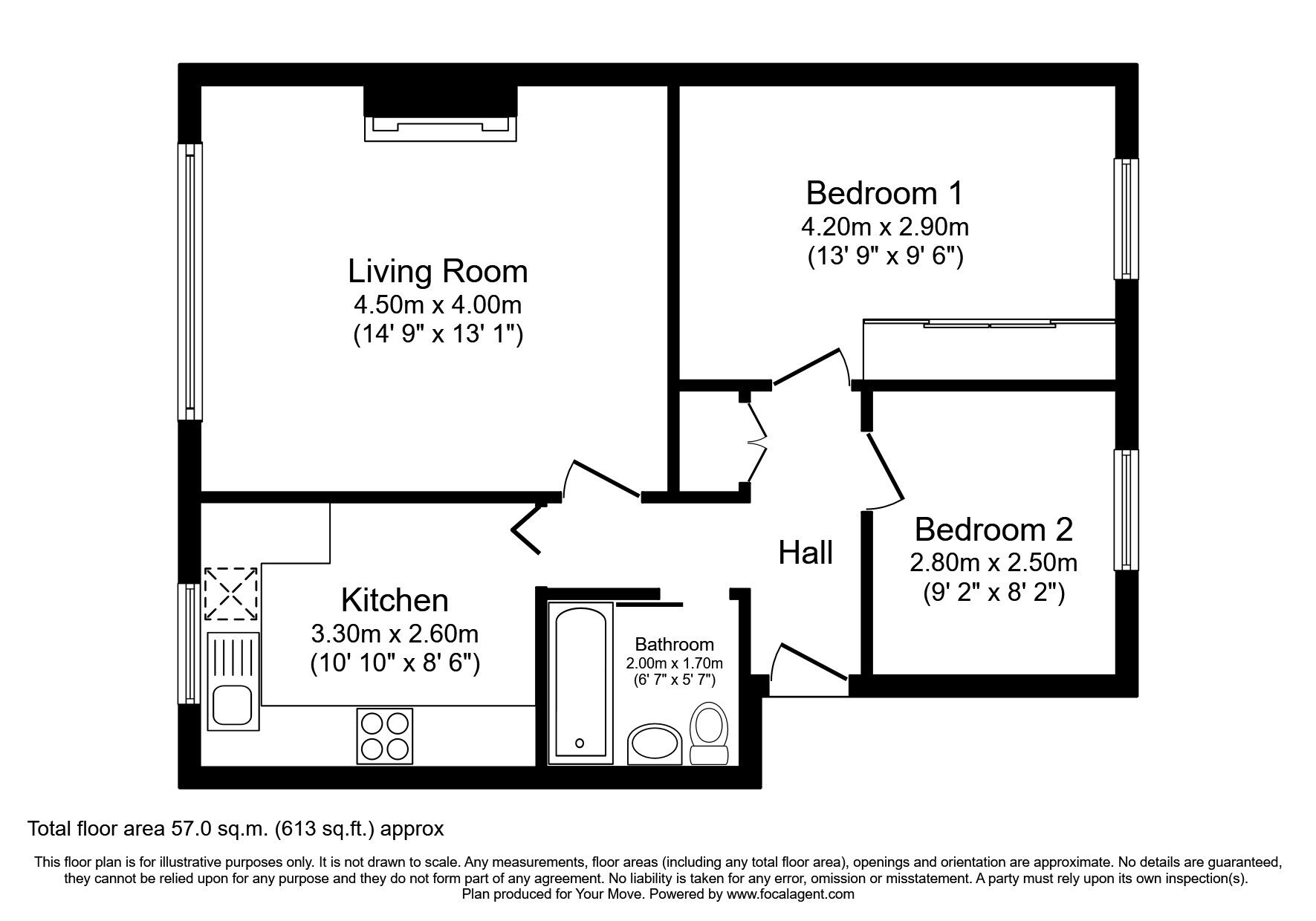 Floorplan of 2 bedroom  Flat to rent, Jengar Close, Sutton, SM1