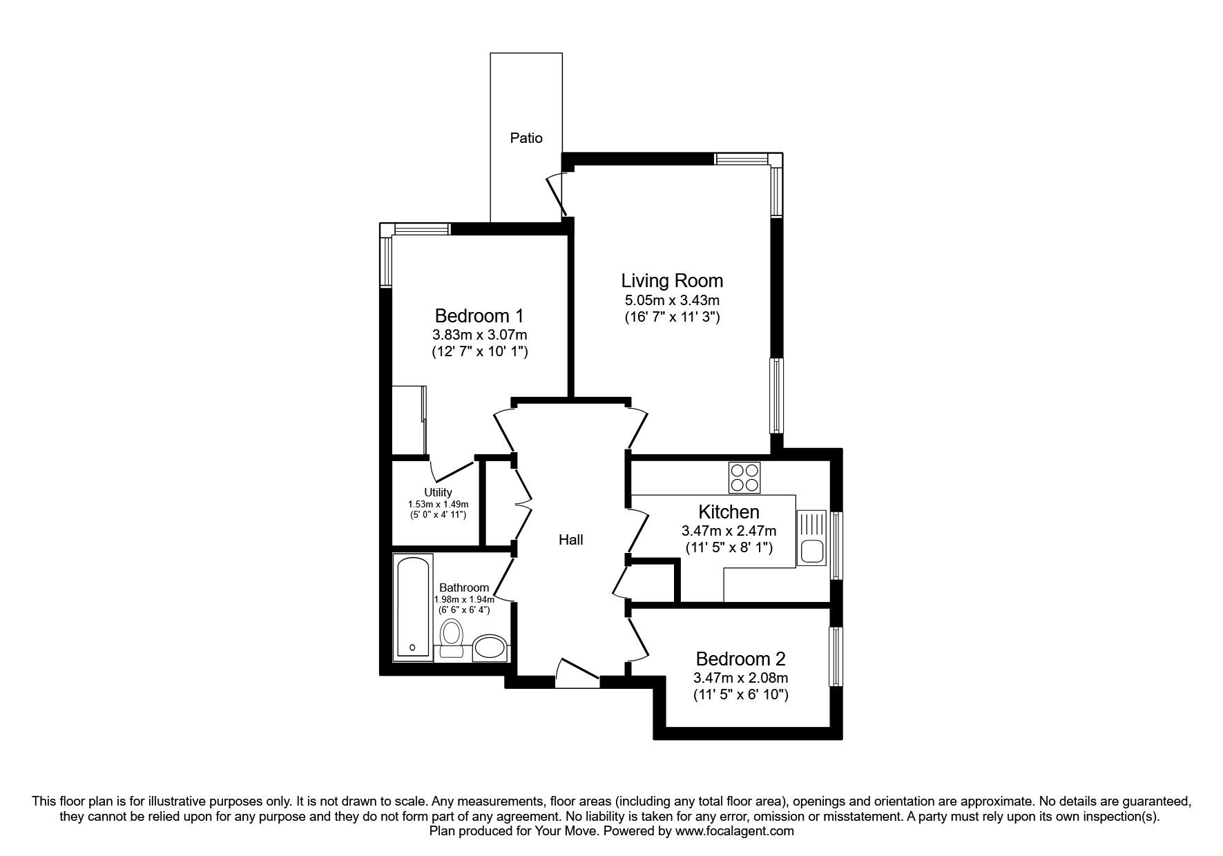 Floorplan of 2 bedroom Flat to rent, Kingsmead Lodge, 50 Cedar Road, Sutton, SM2