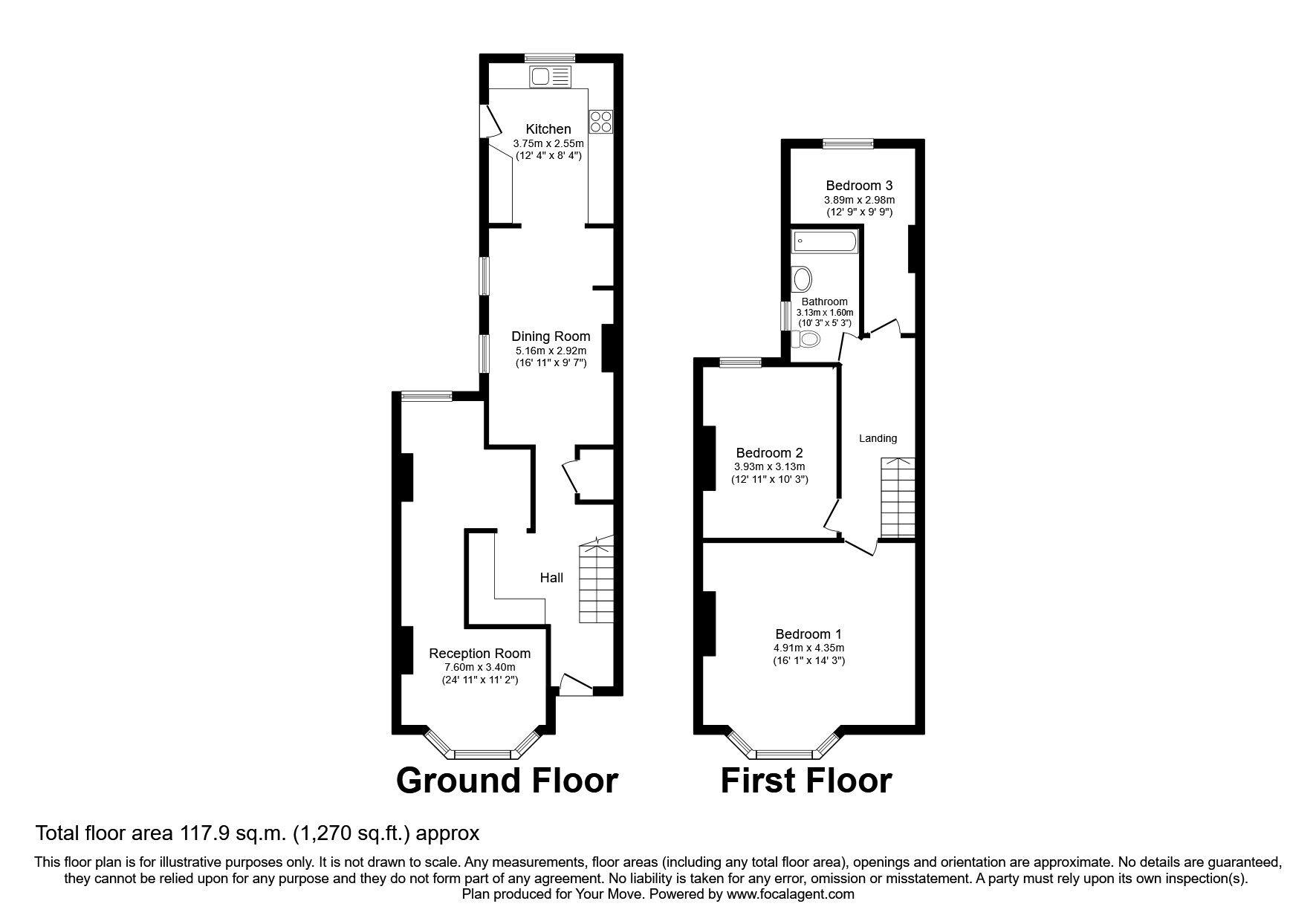 Floorplan of 3 bedroom End Terrace House for sale, Carshalton Grove, Sutton, SM1