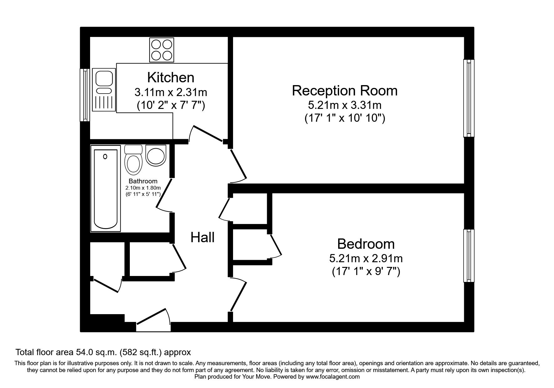 Floorplan of 1 bedroom  Flat for sale, Worcester Road, Sutton, SM2