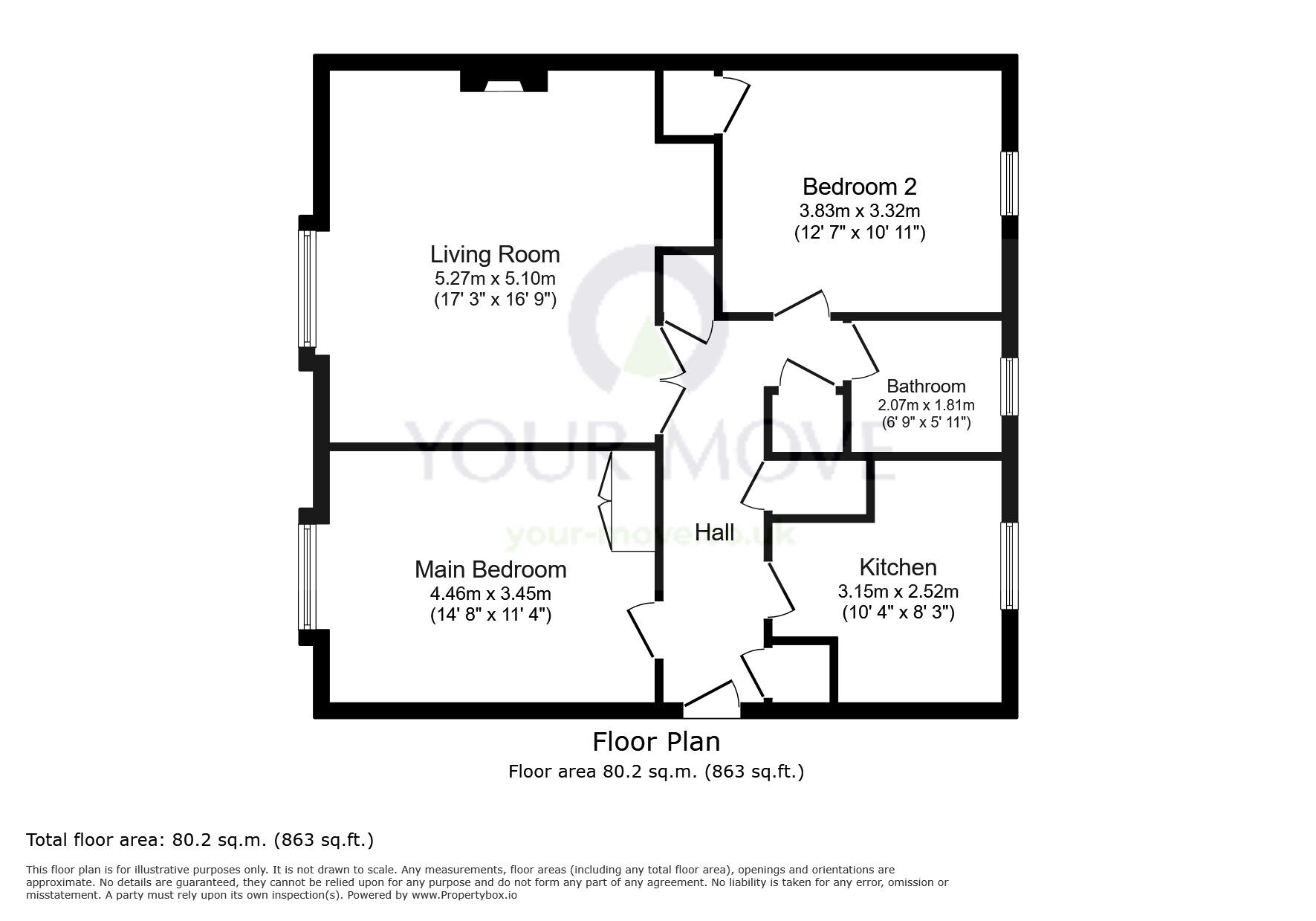Floorplan of 2 bedroom  Flat for sale, London Road, Cheam, Sutton, SM3