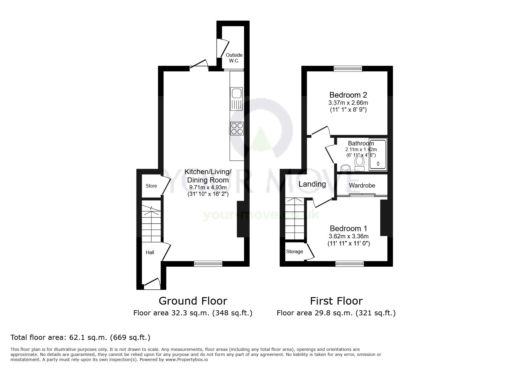 Floorplan of 2 bedroom Mid Terrace House for sale, Waterloo Road, Sutton, SM1