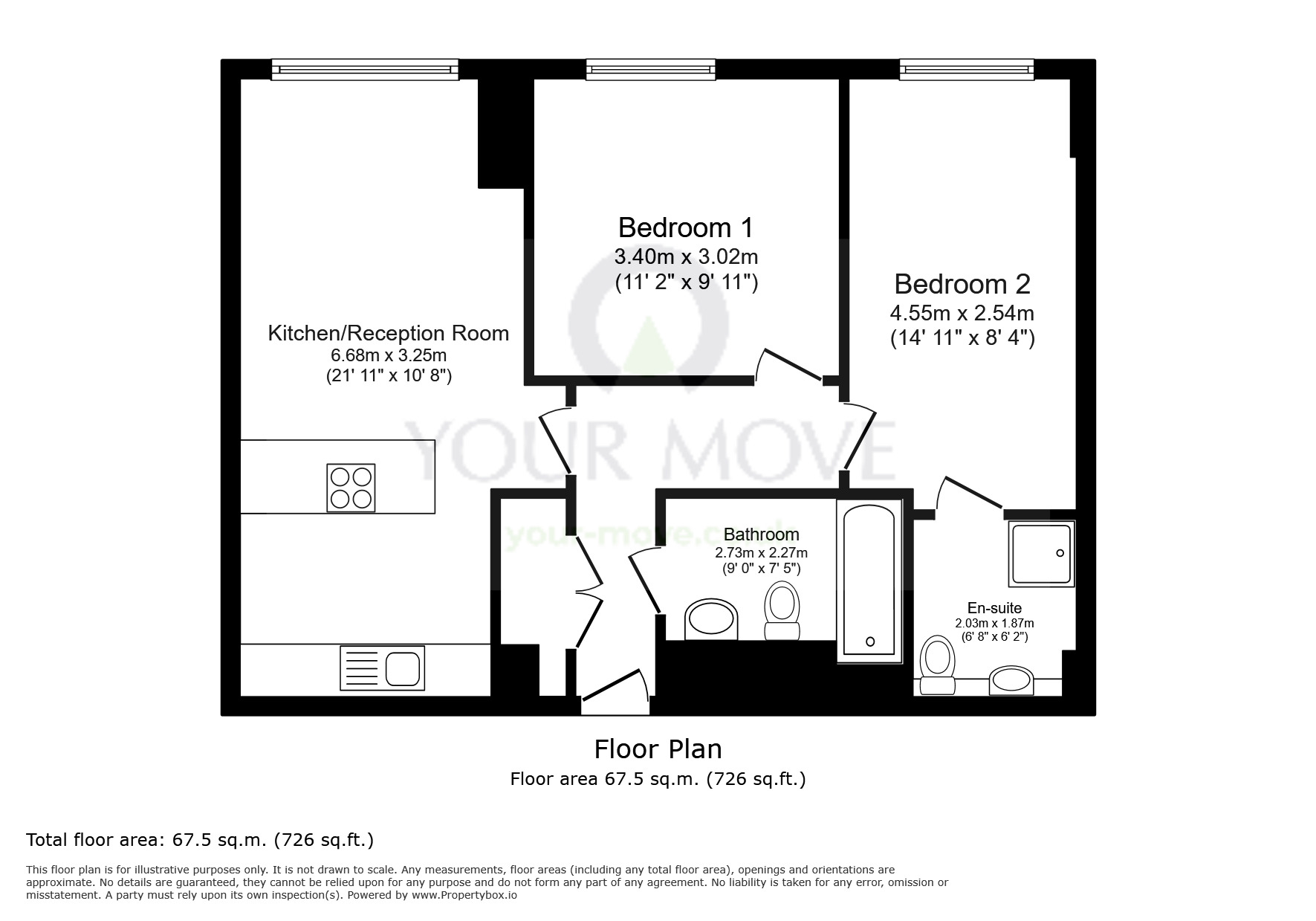 Floorplan of 2 bedroom  Flat for sale, Throwley Way, Sutton, SM1