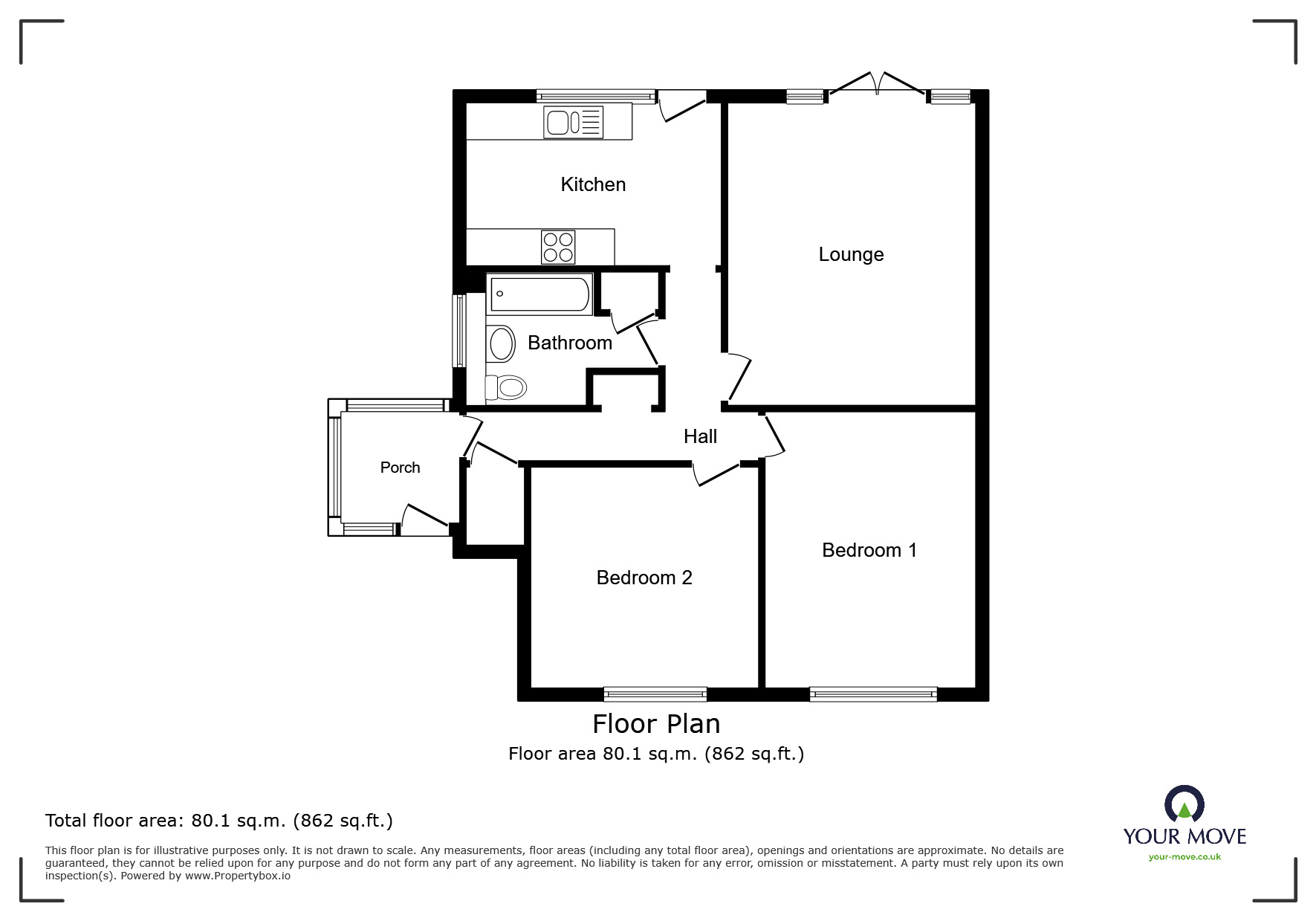 Floorplan of 2 bedroom  Flat for sale, Rutherford Close, Sutton, SM2