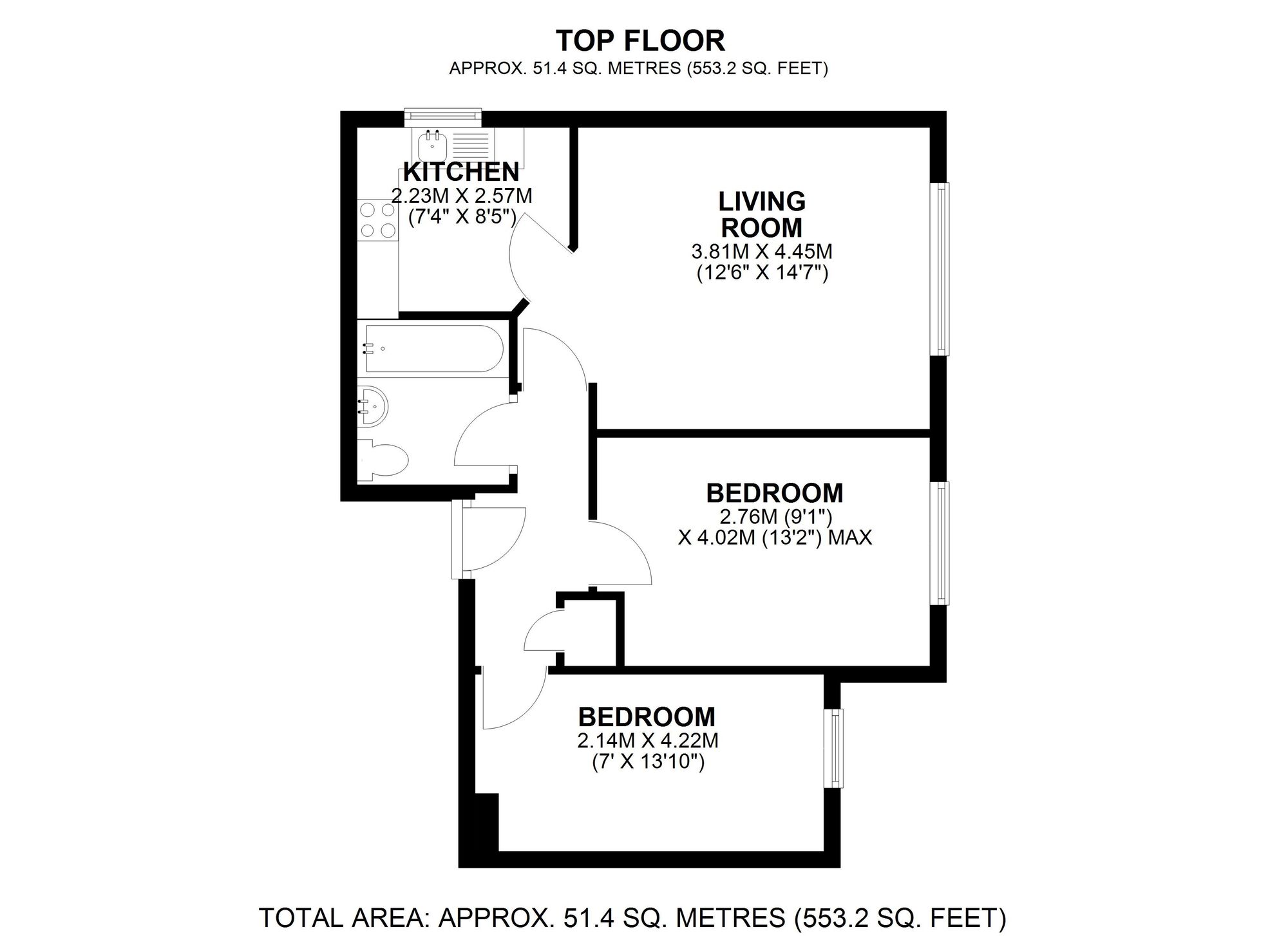 Floorplan of 2 bedroom  Flat for sale, Hatfield Close, Sutton, SM2