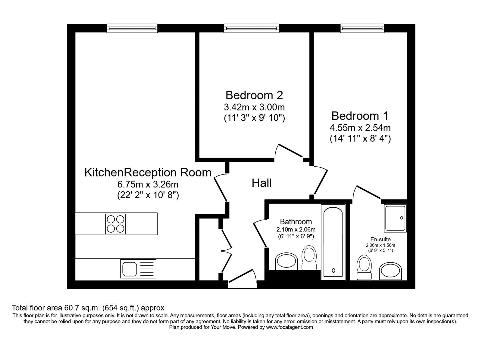 Floorplan of 2 bedroom  Flat for sale, Throwley Way, Sutton, SM1