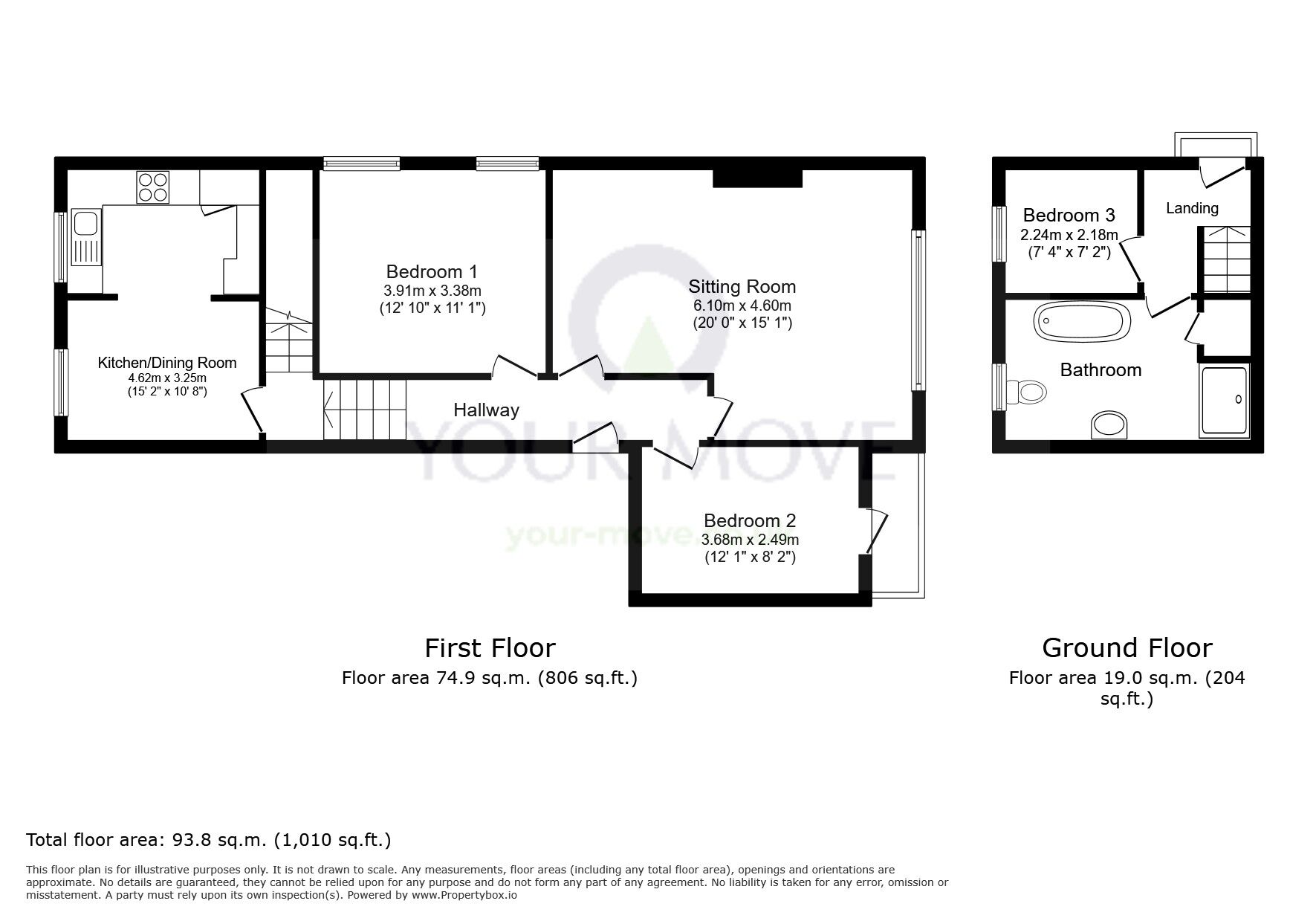 Floorplan of 3 bedroom Flat for sale, Mulgrave Road, Sutton, SM2